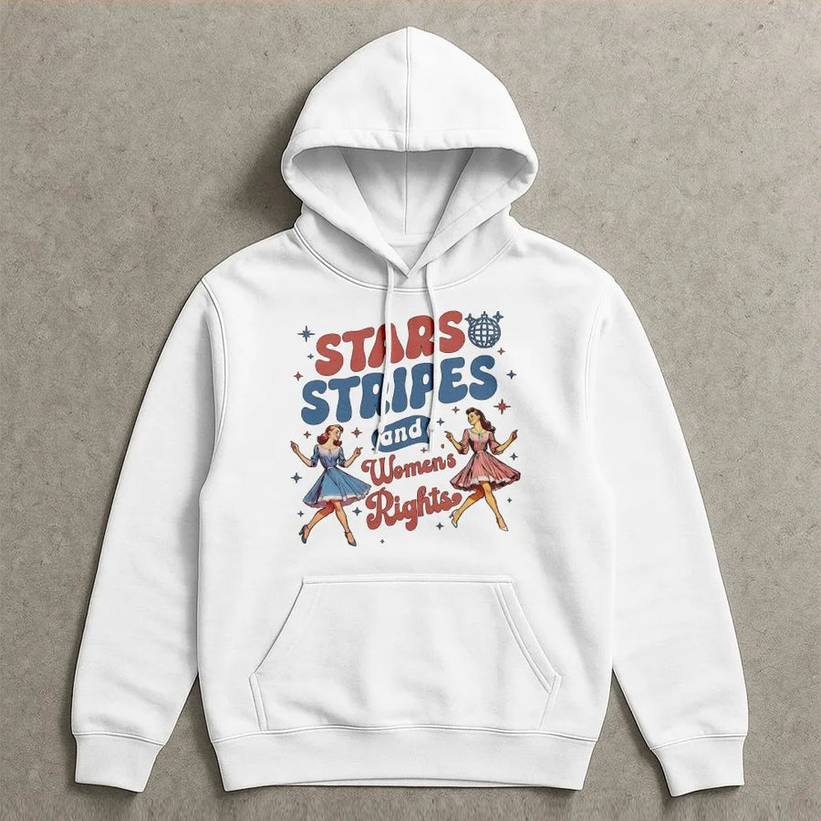 Stars Stripes And Women's Rights Hoodie | Retro Feminist Graphic Design | Premium Cotton Blend | Empowering 4th Of July Gift For Her
