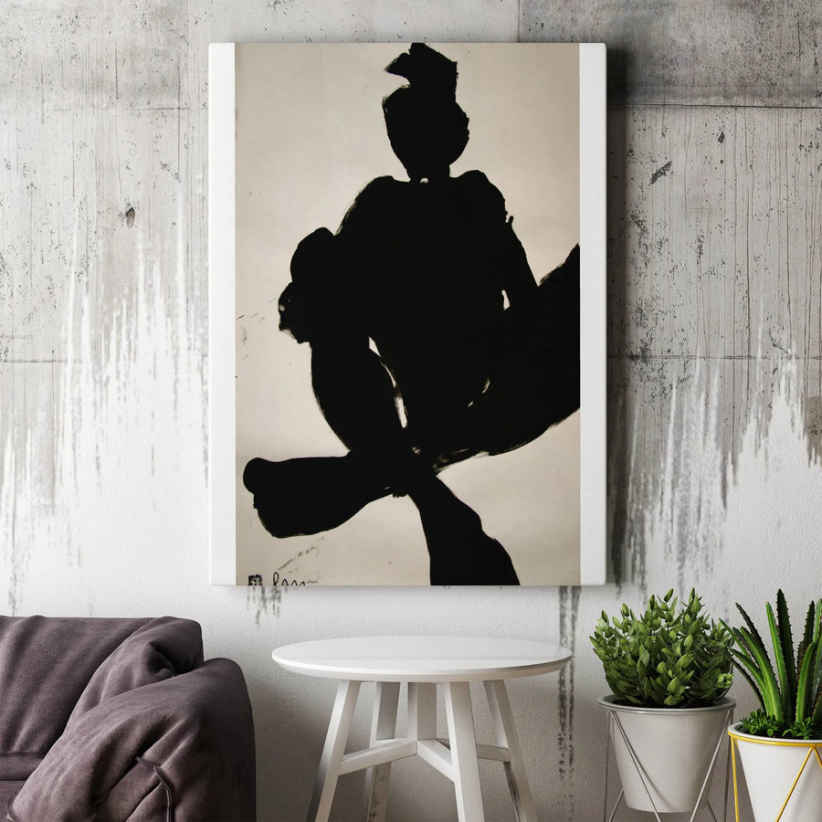 Abstract Ink Wash Vertical Canvas | Minimalist Japanese Brushstroke Art | Premium Gallery Wrapped Print | Modern Zen Home Decor Gift