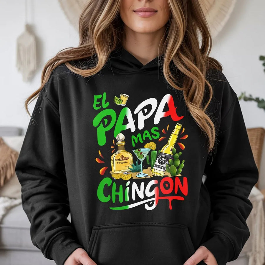 El Papa Mas Chingon Hoodie | Funny Mexican Dad Graphic | Premium Cotton Blend | Father's Day Gift for Latino Dad, Regalo Para Papa