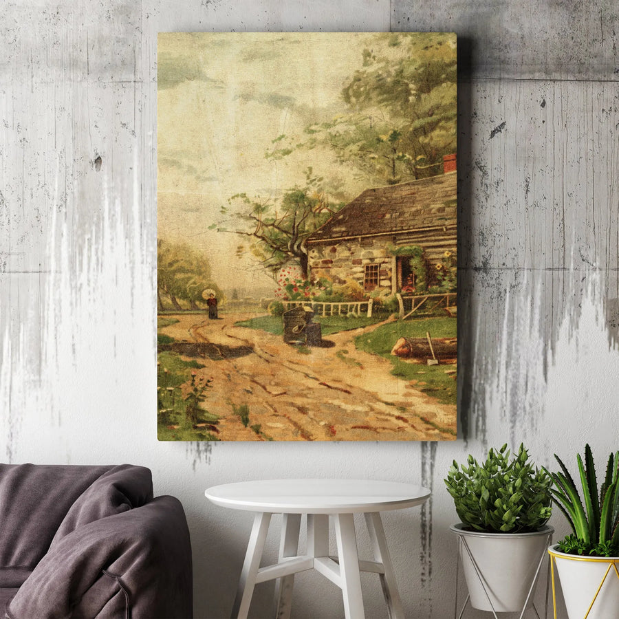 Vintage Cottage Canvas Wall Art | Rustic Countryside Painting Print | Premium 1.25" Thick Canvas | Farmhouse Home Decor Gift