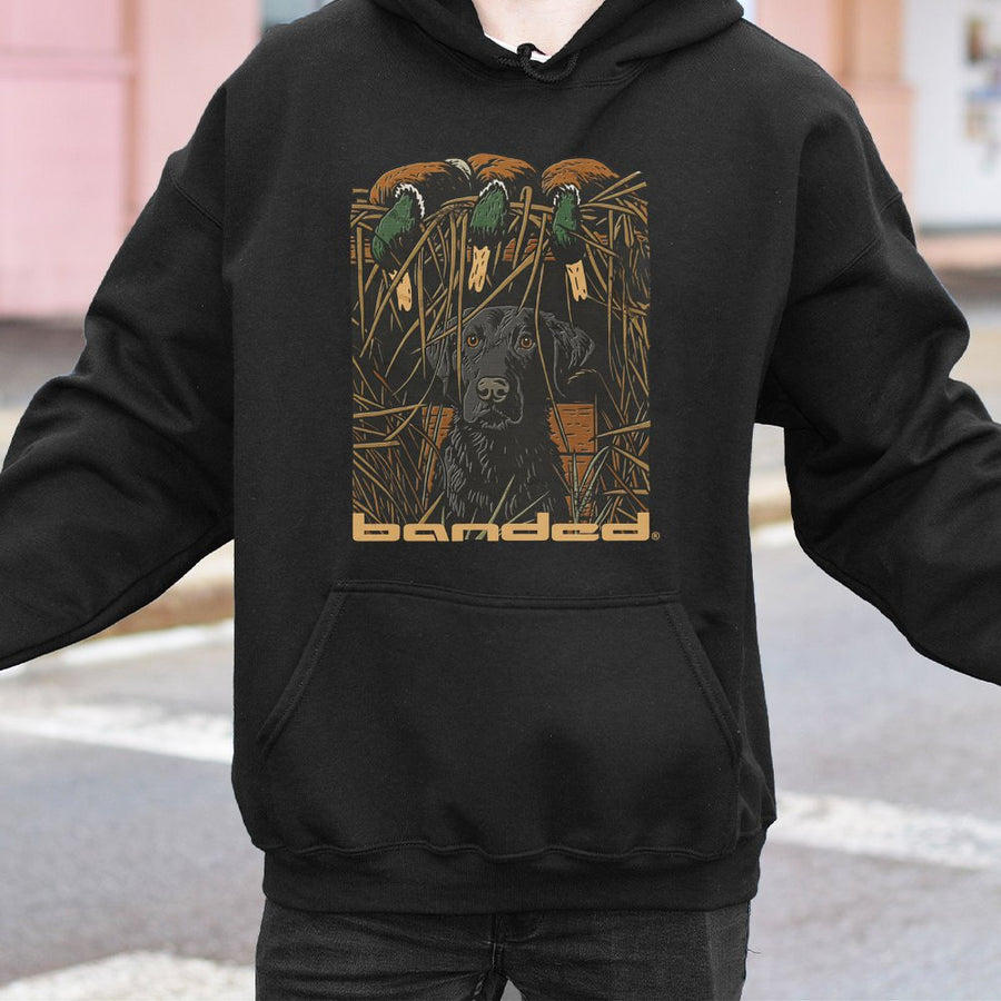 Duck Hunting Hoodie | Labrador Retriever Graphic | Premium Cotton Blend | Gift For Waterfowl Hunters