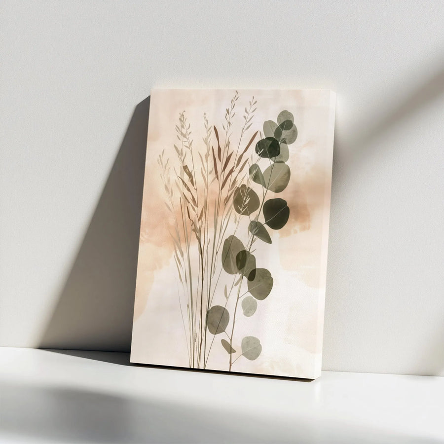 Botanical Eucalyptus Canvas Wall Art | Minimalist Wild Grass Watercolor Print | Premium Thick Gallery Wrap | Modern Farmhouse & Boho Decor Gift