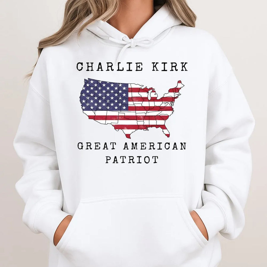 American Patriot Hoodie | USA Map Flag Graphic Design | Premium Cotton Blend | Conservative Gift for s