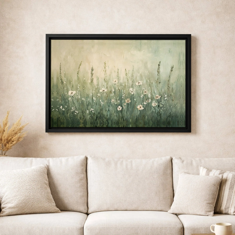 Wildflower Meadow Canvas Print | Impressionist Floral Landscape Wall Art | Gallery Wrapped Premium Decor | Nature Inspired Home Gift