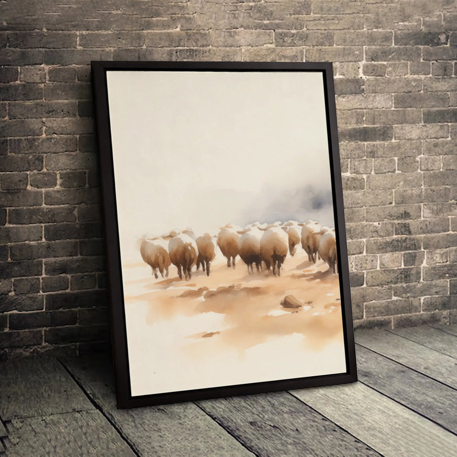 Watercolor Sheep Canvas Print | Rustic Farmhouse Wall Art | Gallery Quality 1.25 Inch Profile | Countryside Decor for Home or Office