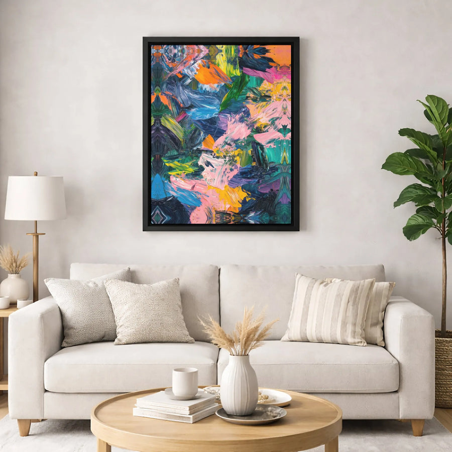 Colorful Abstract Canvas Wall Art | Vibrant Thick Brushstroke Painting | Premium Gallery Quality Print | Modern Home & Office Decor Gift
