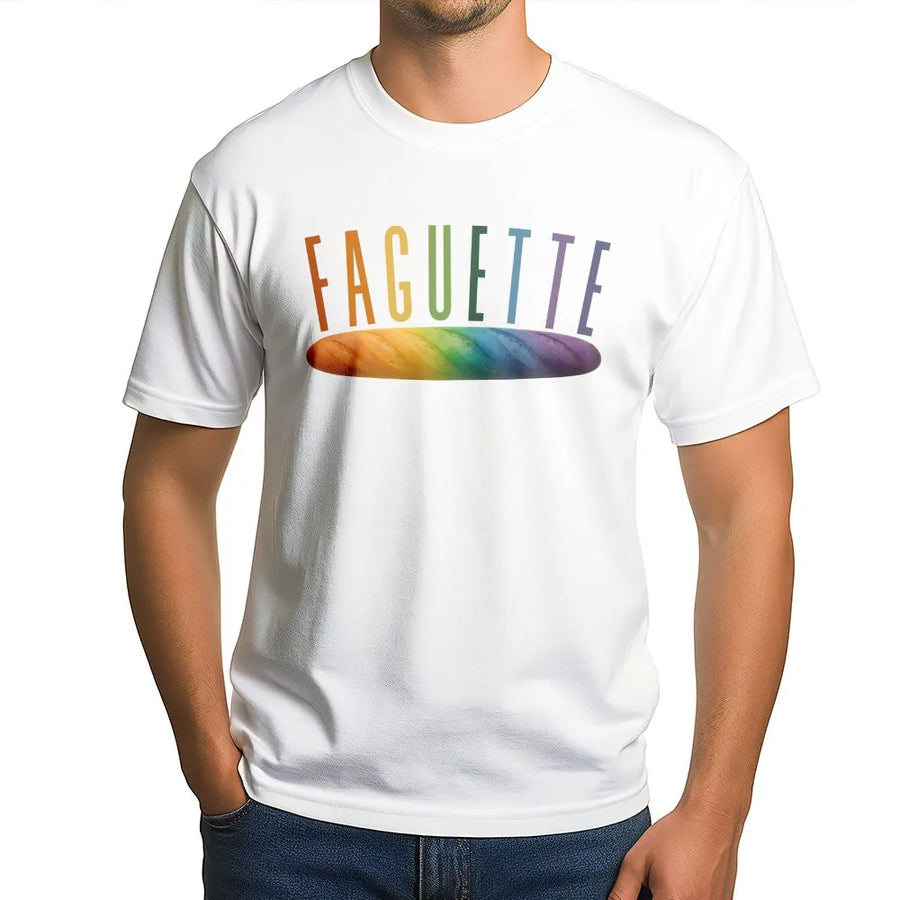 Faguette LGBT Pride T-Shirt | Funny French Baguette Pun | Premium Cotton Blend | Unisex Pride Month Parade Gift