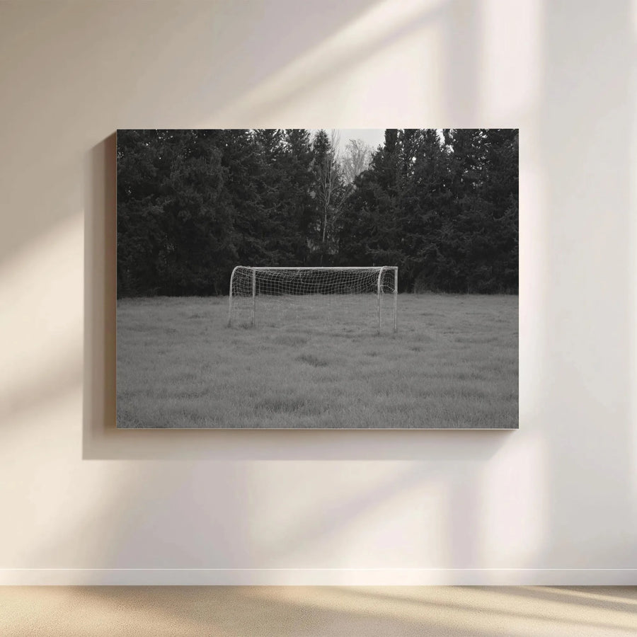 Minimalist Soccer Field Canvas | Black & White Photography Wall Art | Premium Gallery Wrapped Canvas | Sports Decor Gift for Coach