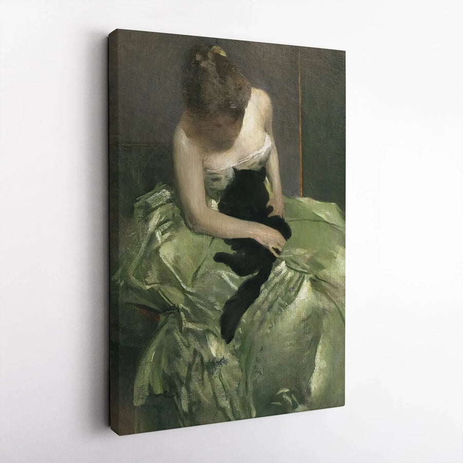 Édouard Manet Woman With A Cat Canvas Print | Impressionist Fine Art Wall Decor | Premium Gallery Wrap Quality | Gift For Art Lovers & Cat Owners