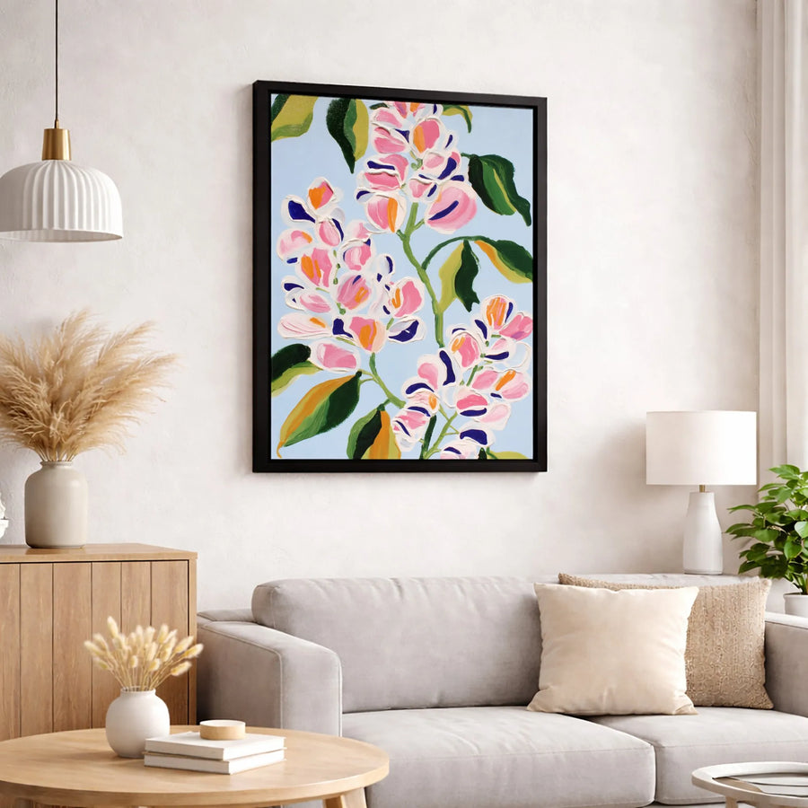 Pink Floral Canvas Wall Art | Impressionist Abstract Flower Painting | Gallery-Quality 1.25-Inch Thick Print | Elegant Botanical Home Decor