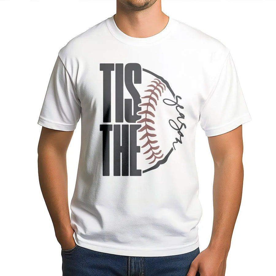 Baseball Mom T-Shirt | Tis The Season Game Day Graphic | Premium Soft Cotton Tee | Gift for Sports Mom