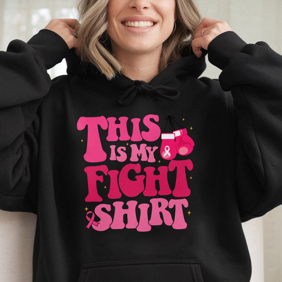 Breast Cancer Awareness Hoodie | This Is My Fight Boxing Gloves Design | Premium Cotton-Poly Blend | Supportive Gift for Survivors and Fighters