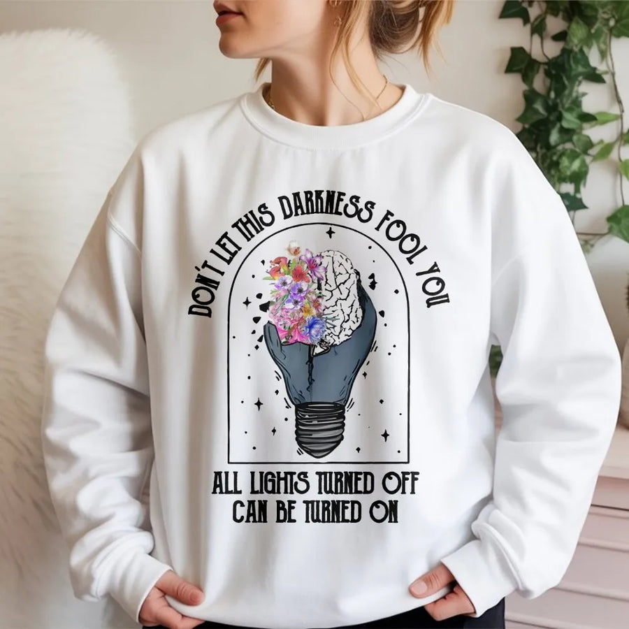 Mental Health Awareness Sweatshirt | Floral Brain Light Bulb Graphic | Premium Cotton Blend | Inspirational Gift for Her and Him