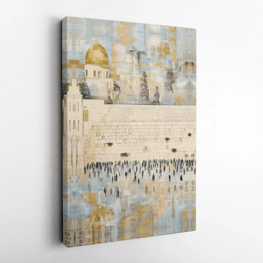 Western Wall And Dome Of The Rock Canvas | Abstract Jerusalem Art | Premium Gallery-Wrapped Fade-Resistant Print | Spiritual Home Decor