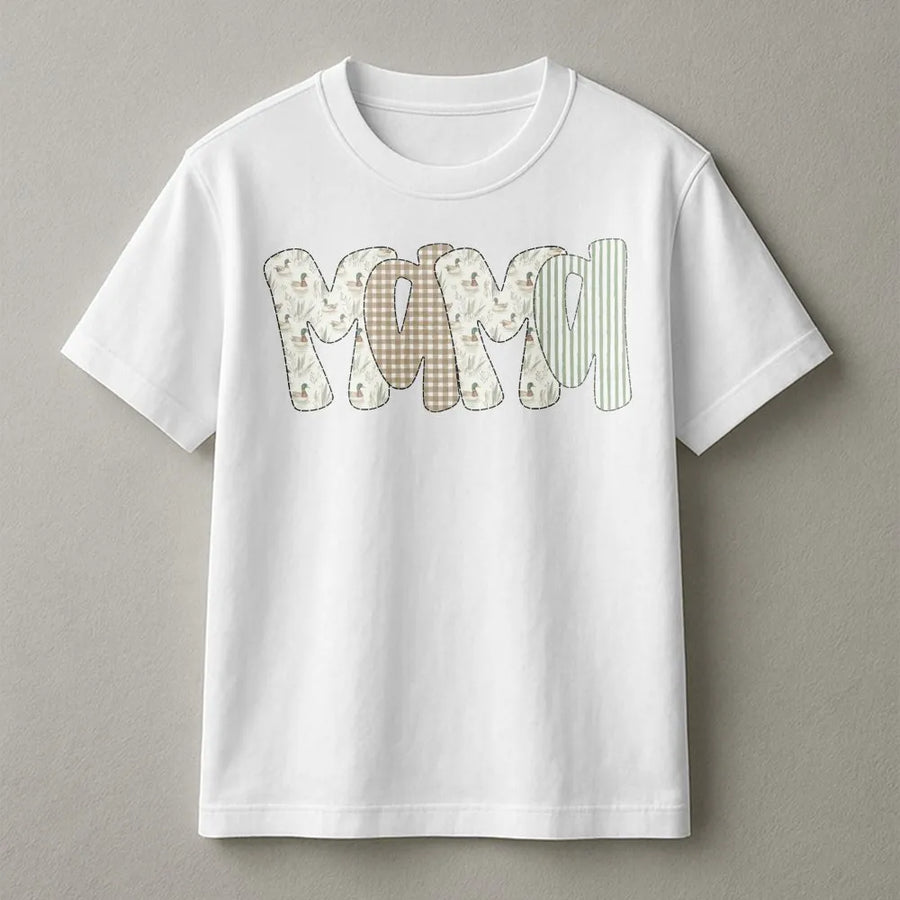 Mama T-Shirt | Mallard Duck Hunting Print | 100% Soft Cotton Tee | Cute Gift for Duck Mom and Outdoor Lover