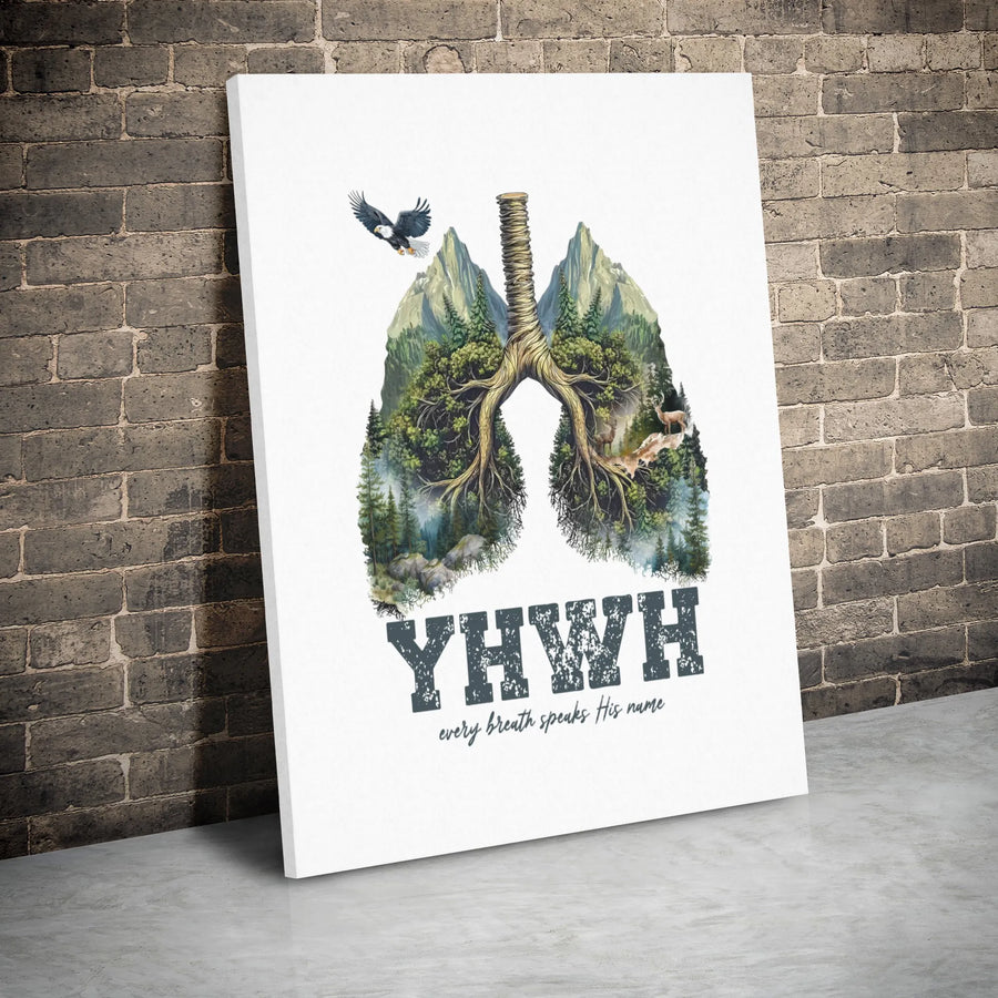 YHWH Wall Art | Every Breath Speaks His Name Forest Lung Design | Premium Gallery-Wrapped Canvas | Faithful Christian Home Decor Gift