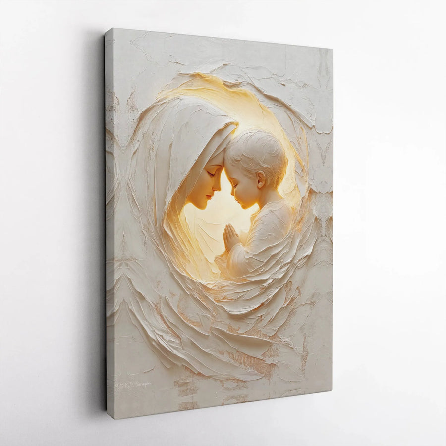 Virgin Mary and Child Jesus Canvas Art | Textured Religious Wall Decor | Premium Fade-Resistant Print | Spiritual Gift for Home Interior