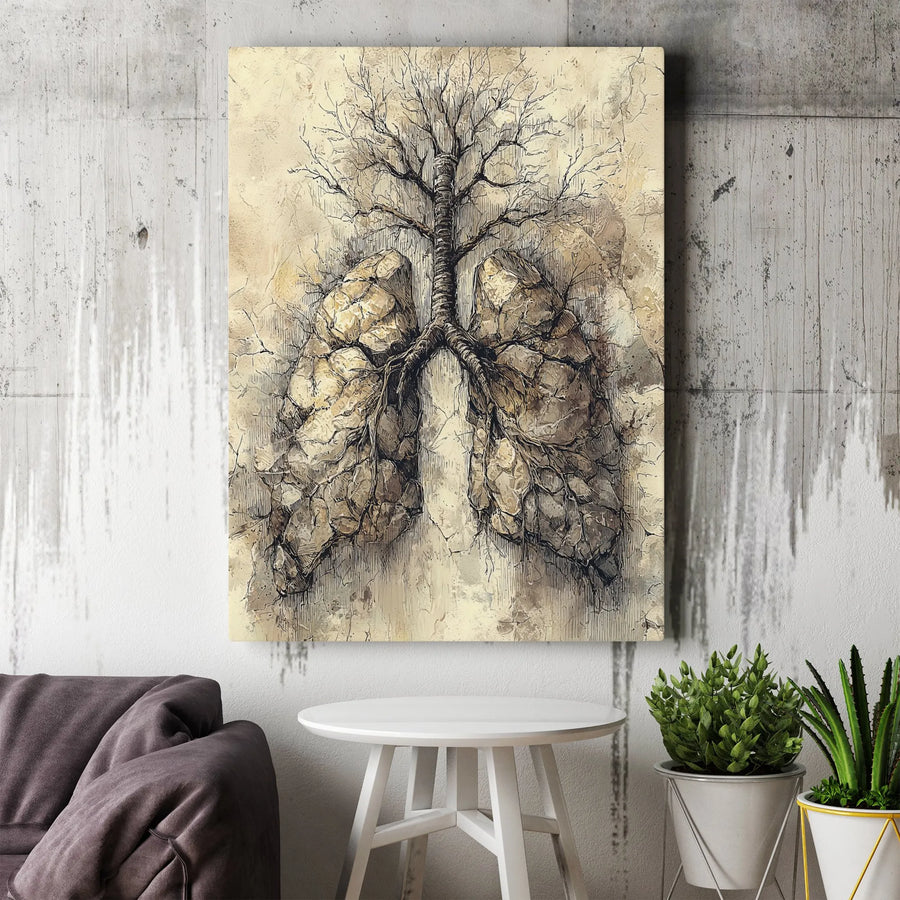 Anatomical Lungs Canvas Wall Art | Surreal Tree of Life Illustration | Premium Gallery Wrapped Canvas | Gift for Doctor or Medical Office Decor