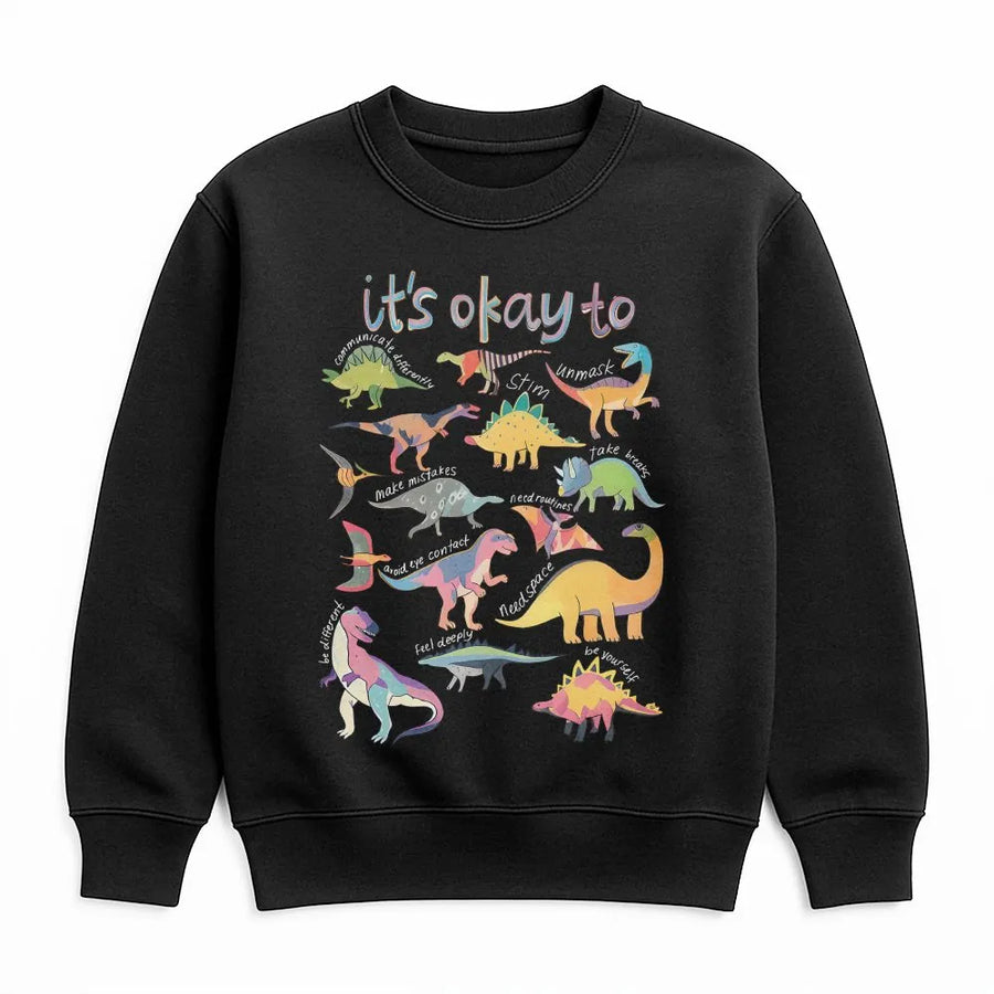 Autism Acceptance Dinosaur Sweatshirt | Neurodiversity Awareness Graphic | Premium Cotton Blend | Gift for Teachers and Parents