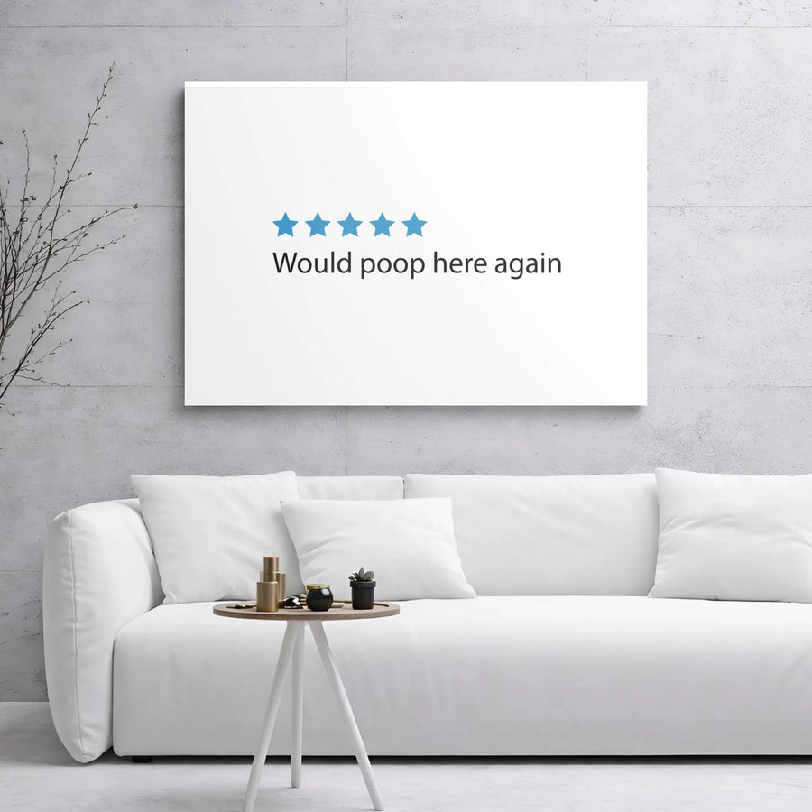 Would Poop Here Again Canvas Art | Funny Bathroom Wall Decor | 1.25 Inch Gallery Wrap | Unique Housewarming Gift for Him or Her