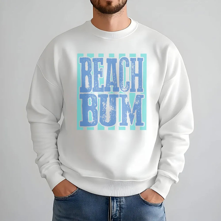 Beach Bum Sweatshirt | Retro Summer Vibes Graphic Sweatshirt | Soft Cotton-Blend Pullover | Gift for Beach Lover