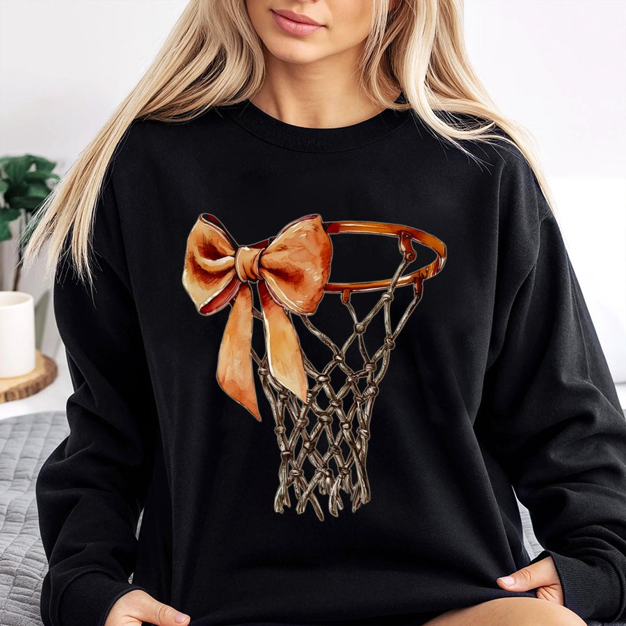 Coquette Bow Basketball Sweatshirt | Aesthetic Hoop Graphic Print | Premium Cotton Blend | Gift for Basketball Mom & Game Day Fan