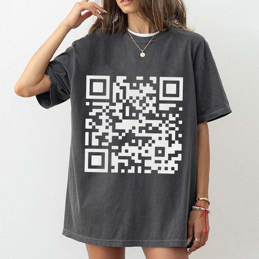 Funny QR Code T-Shirt | Hidden Message Graphic Tee | Premium 100% Cotton | Quirky Gift for Tech Lovers and Pranksters