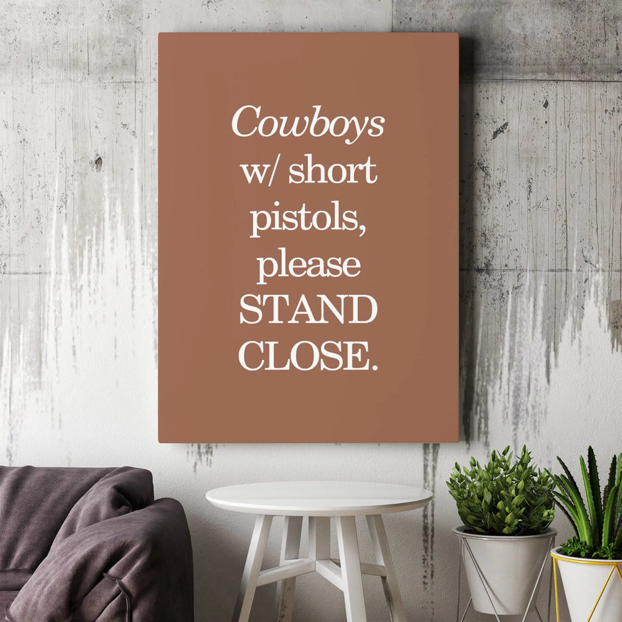 Cowboy Wall Art | Western Typography Poster | Premium Stretched Canvas Print | Funny Bathroom Decor for Men