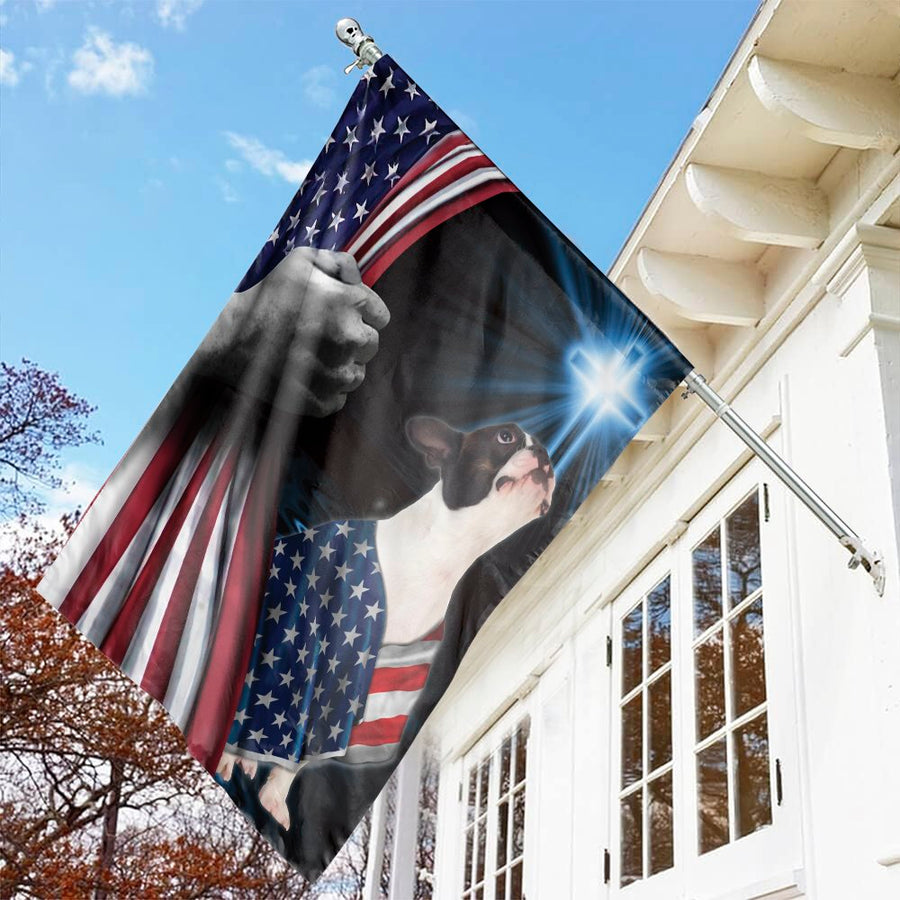 French Bulldog Garden Flag | Patriotic USA Flag with Cross Design | Premium UV-Resistant Polyester | Memorial Garden Decor Gift for Dog Lovers