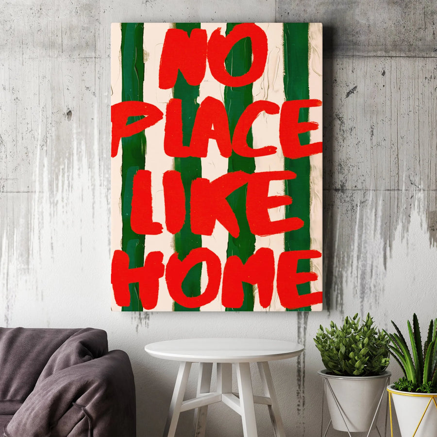 No Place Like Home Canvas Wall Art | Bold Brushstroke Typography | Premium Gallery Quality Print | Modern Living Room Decor Housewarming Gift