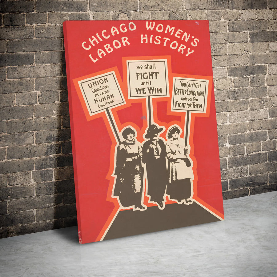 Chicago Labor History Canvas | Women Protest Art Print | Premium Gallery Wrap Wall Decor | Feminist Historical Gift for Activists and Teachers
