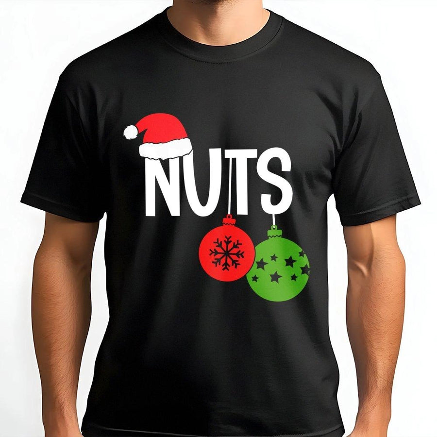 Christmas Nuts T-Shirt | Funny Holiday Couple Matching Ornament Design | 100% Cotton Premium Tee | Festive Gift For Him And Her