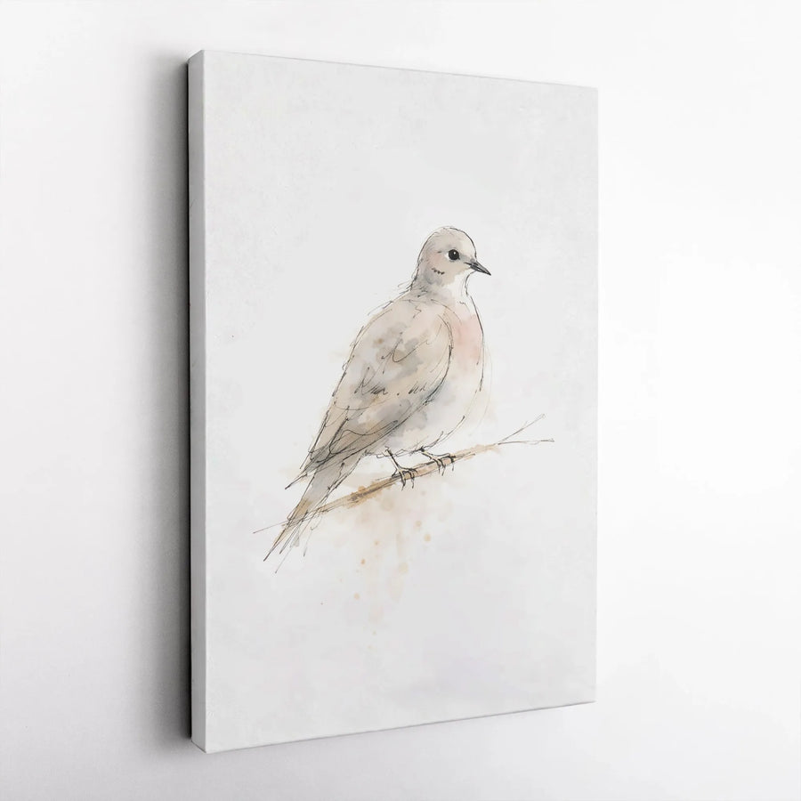 Mourning Dove Canvas Print | Watercolor Bird Sketch Wall Art | Premium Gallery Wrapped Canvas | Nature Lover Home Decor Gift