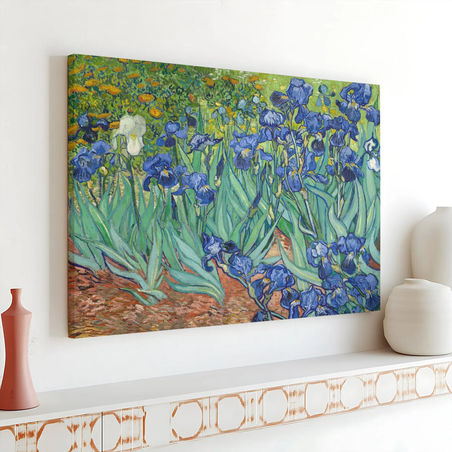 Van Gogh Irises Horizontal Canvas Print | Classic Impressionist Floral Wall Art | 1.25" Gallery Wrap, Fade-Resistant Inks | Vintage Masterpiece Gift for Art Lovers