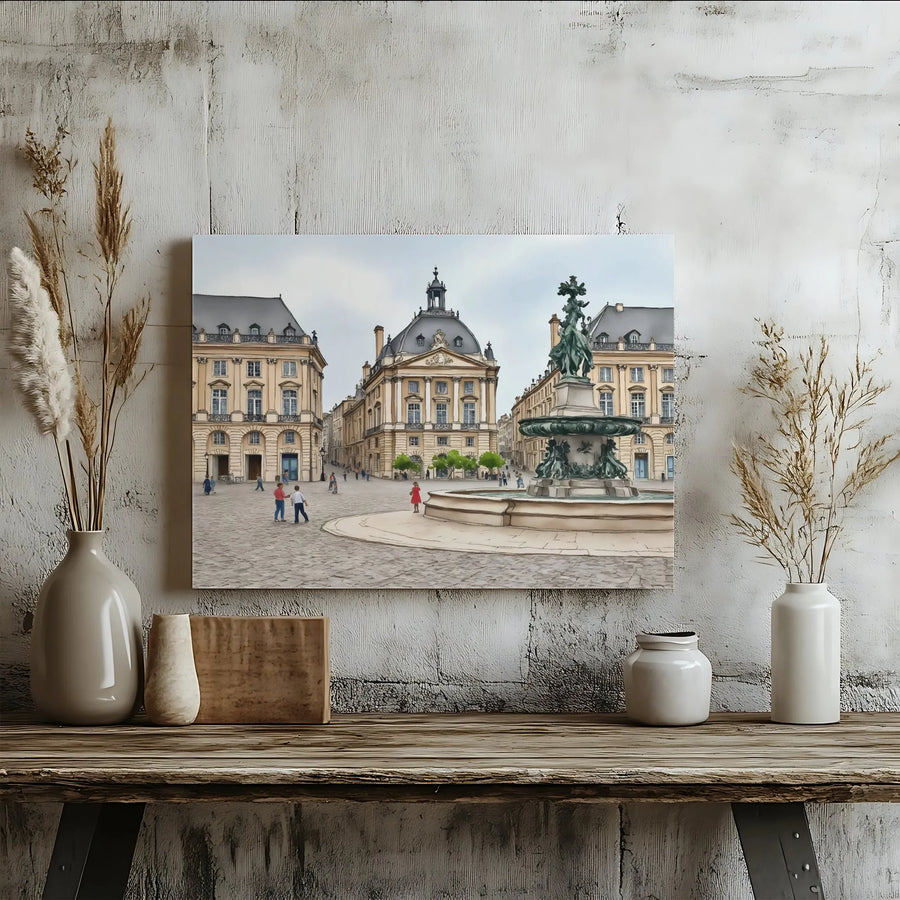 Bordeaux Cityscape Canvas Print | Place Du Parlement Architecture | Gallery Quality Wall Art | European Travel Gift For Home Decor