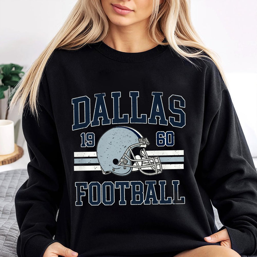 Dallas Football Sweatshirt | Retro 1960 Helmet Graphic Design | Premium Cotton Blend | Unisex Game Day Apparel for Football Fans