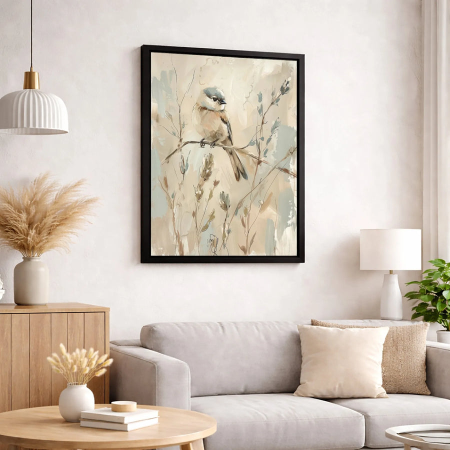 Abstract Bird Canvas Wall Art | Painterly Neutral Nature Print | Premium Fade-Resistant Decor | Modern Home Office Gift
