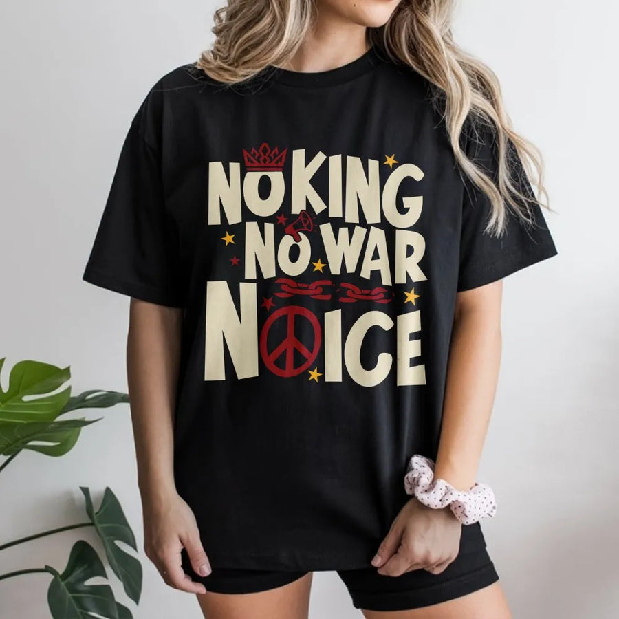 No Kings No Masters T-Shirt | Anti War No ICE Protest Graphic | Premium Cotton Blend Sweatshirt | Political Activist Resistance Gift