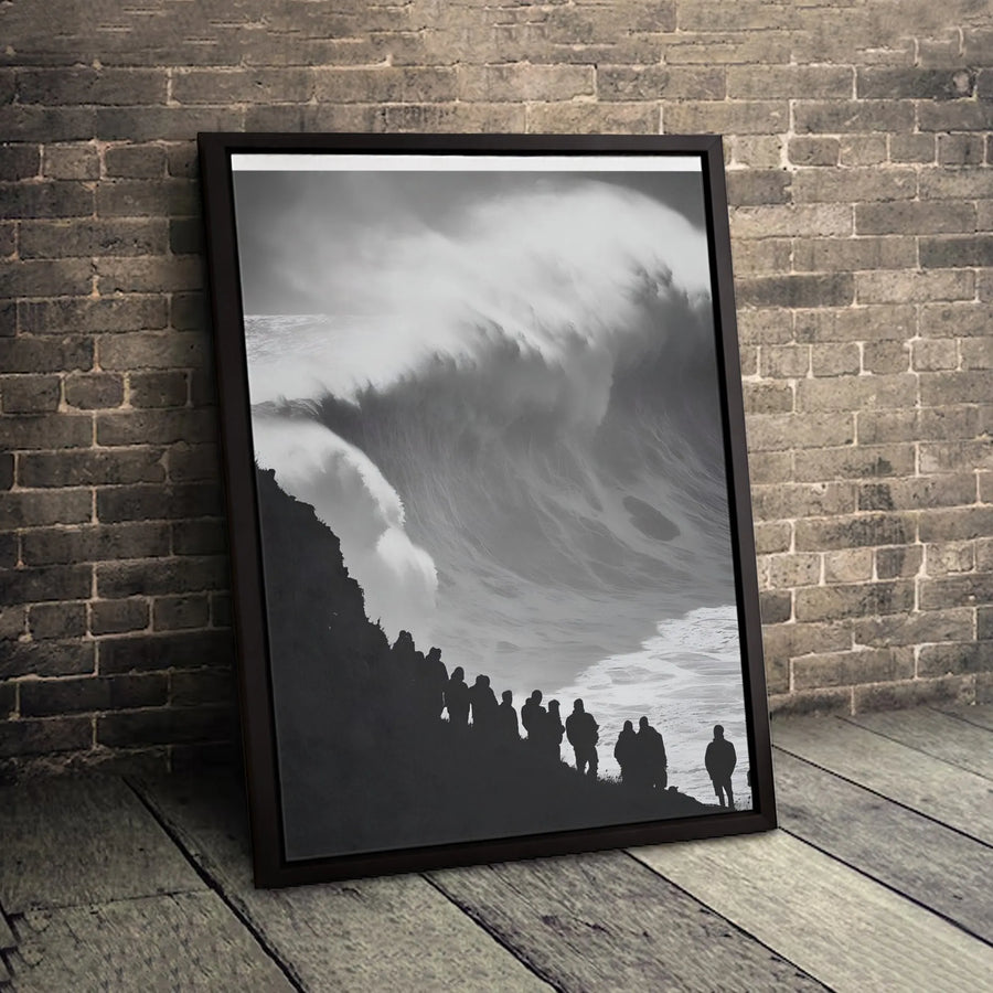 Giant Ocean Wave Wall Art | Black and White Seascape Photography | 1.25-Inch Gallery-Wrapped Canvas | Minimalist Home and Office Decor Gift