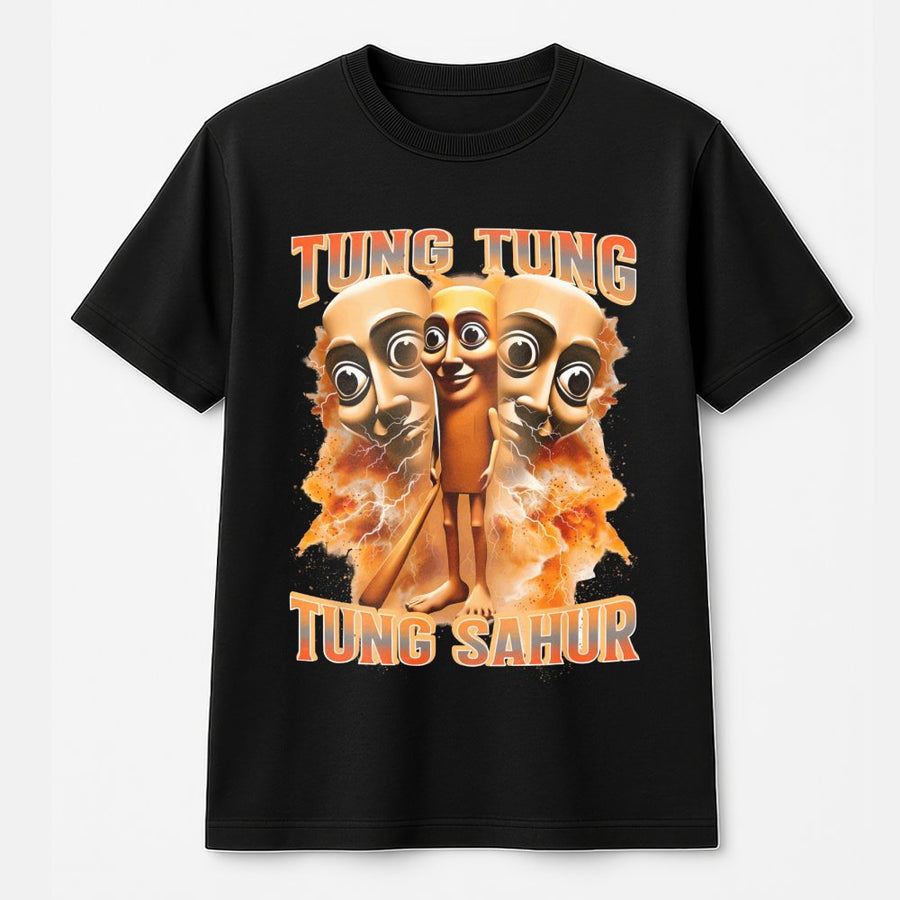 Tung Tung Sahur Meme T-Shirt | Retro Bootleg Graphic Design | 100% Cotton Premium Apparel | Funny Internet Culture Gift for Gen Z