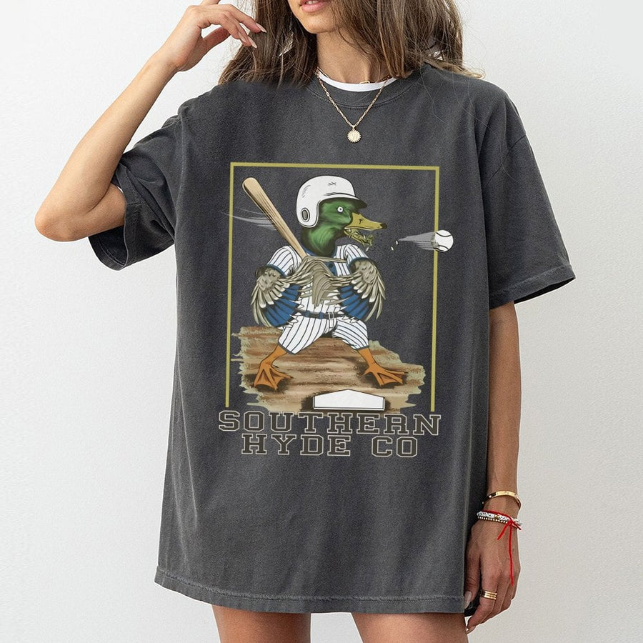 Baseball Duck T-Shirt | Retro Southern Graphic Sports Tee | 100% Cotton Premium Quality | Fun Gift for Baseball Players and Sports Fans