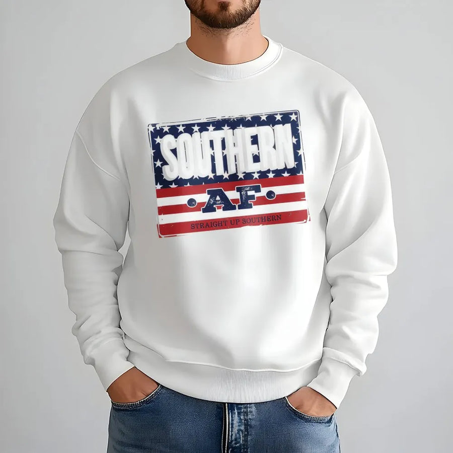 Southern AF Sweatshirt | American Flag Graphic Design | Premium Cotton Blend | Gift for Southern Girls and Pride Lovers
