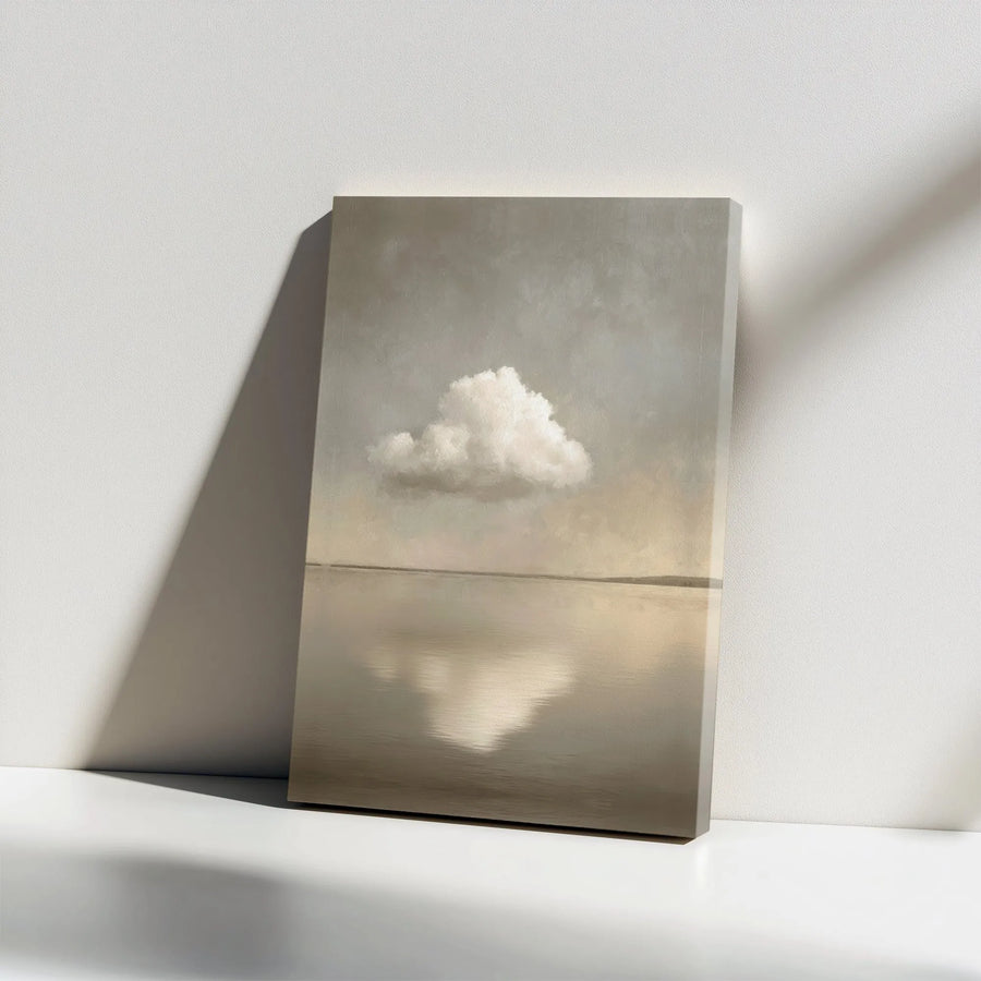 Minimalist Cloud Canvas Wall Art | Ethereal Seascape Reflection, Moody Landscape Painting | Premium Thick Gallery Wrap Canvas | Modern Office & Home Decor Gift