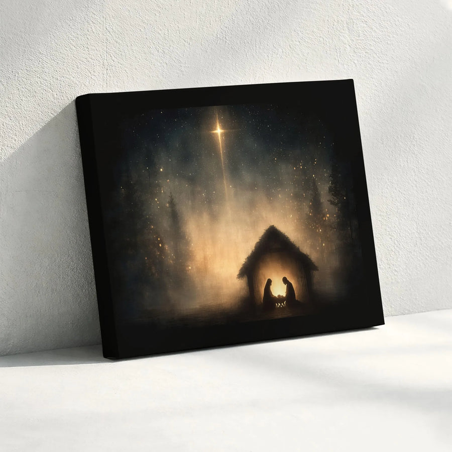 Nativity Scene Canvas Print | Star of Bethlehem Wall Art | 1.25-Inch Gallery Wrap | Christmas Religious Decor Gift for Home