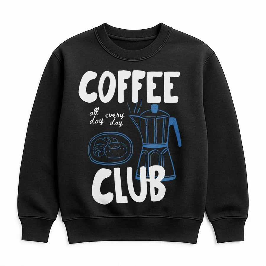 Coffee Club Sweatshirt | Moka Pot Espresso Graphic Design | Premium Cotton Blend Cozy Crewneck | Trendy Gift for Coffee Lovers & Caffeine Addicts