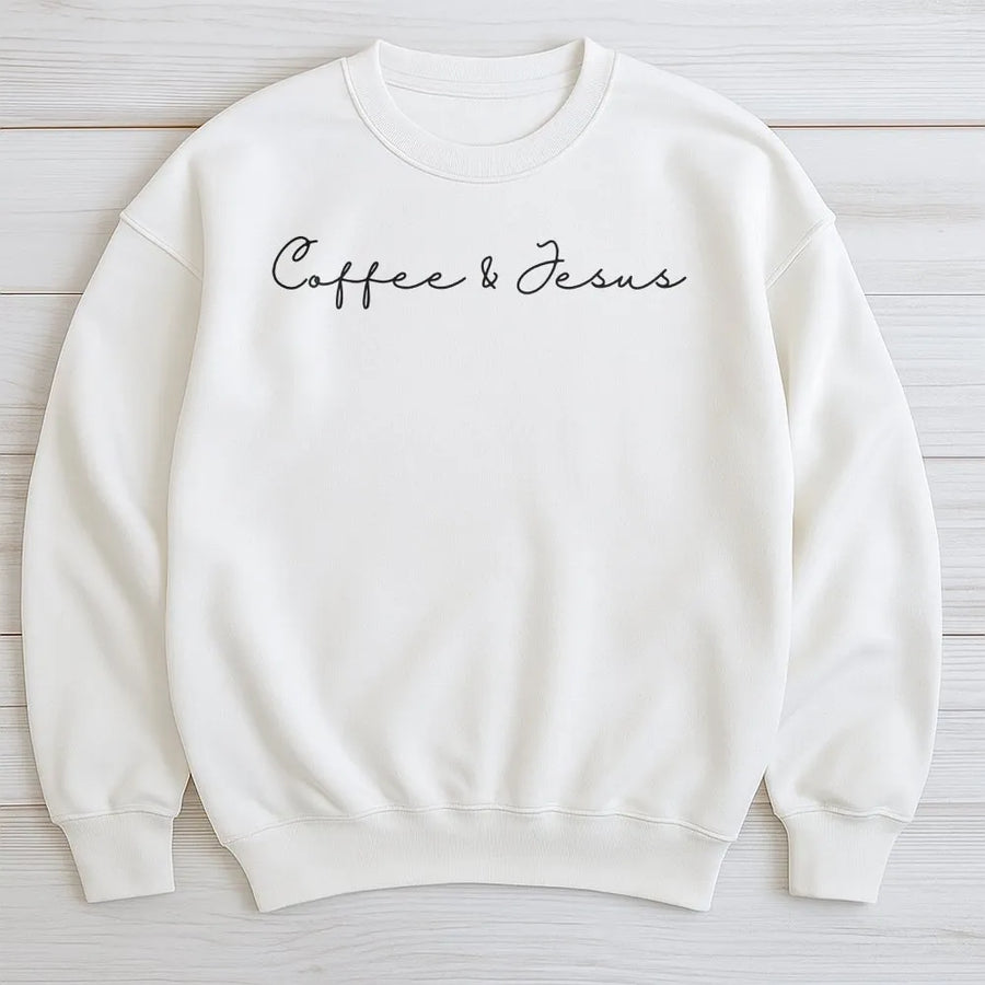 Coffee & Jesus Sweatshirt | Christian Faith Apparel | Premium Cotton Blend | Inspirational Religious Gift for Women
