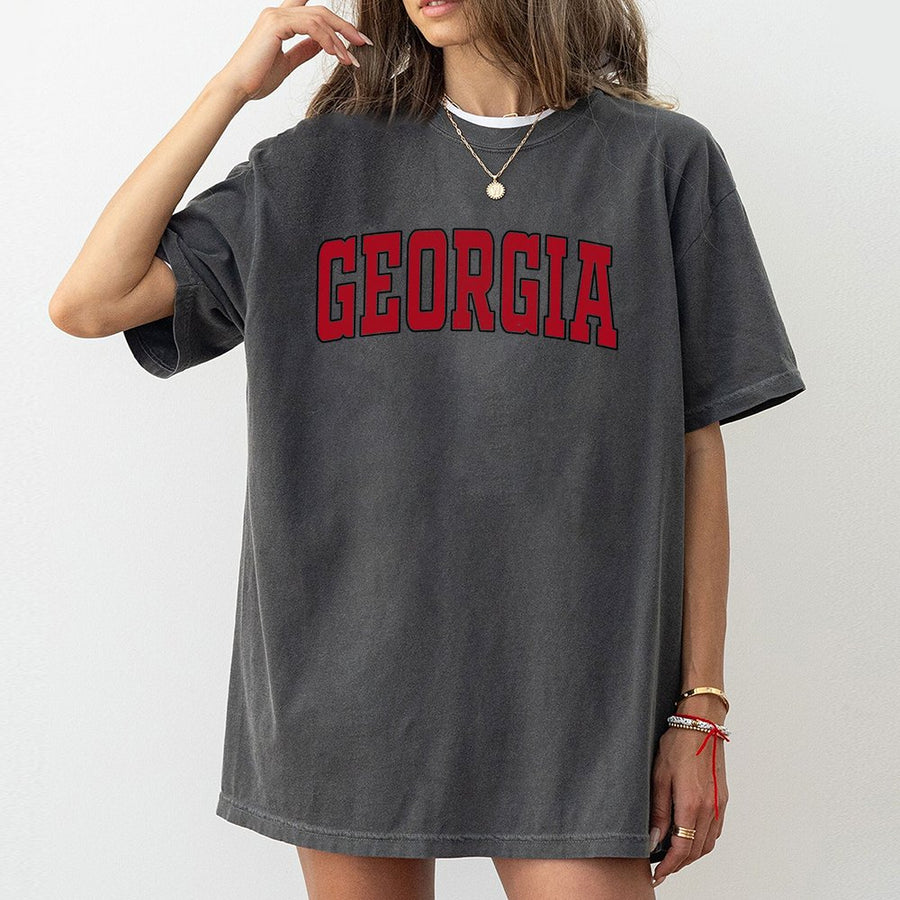 Georgia Red Varsity Font T-Shirt