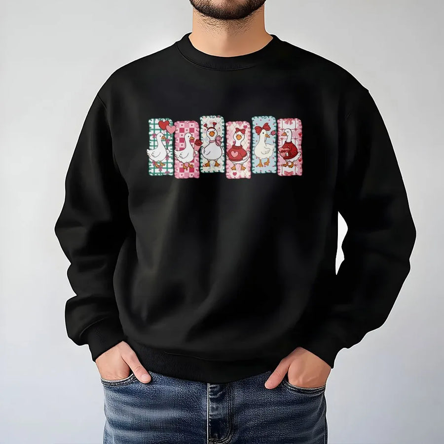 Valentine Goose Sweatshirt | Cute Silly Goose Heart Graphic | Premium Cotton Blend | Romantic Gift for Goose Lovers and Couples