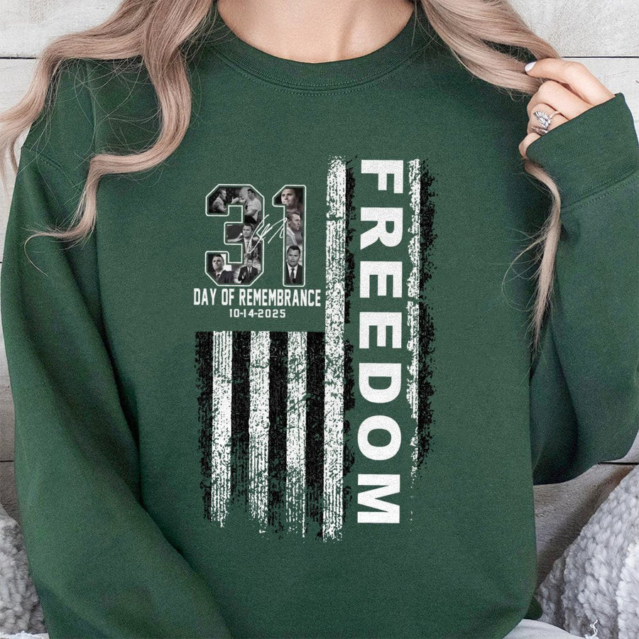 Freedom Day of Remembrance Sweatshirt | 31 Years Commemorative American Flag Design | Premium Cotton-Blend Fleece | Patriotic Apparel Gift for Adults