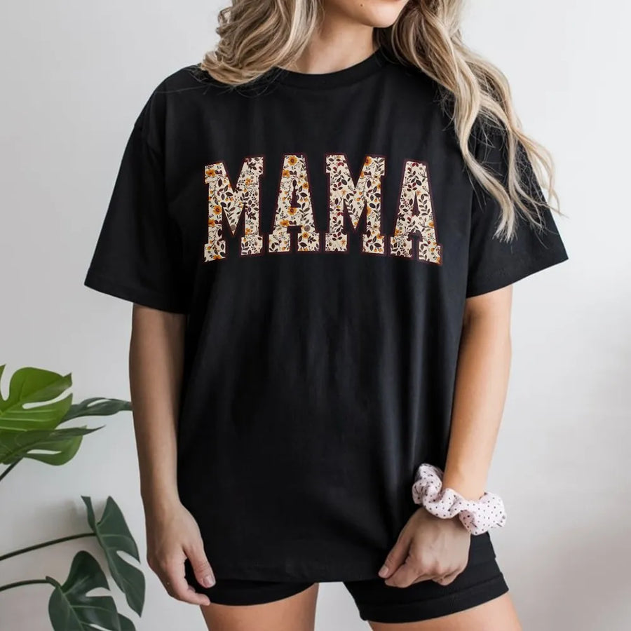 Floral Mama T-Shirt | Vintage Varsity Letter Design | Soft Cotton Blend Sweatshirt | Gift for New Mom, Pregnancy Announcement